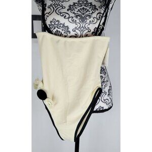 Same Los Angeles One Piece Swimsuit Cream Ribbed Floral XS NWT